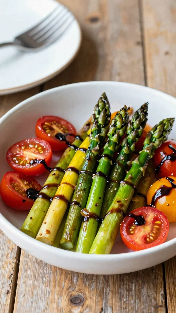 15 Oven-Roasted Asparagus Recipes That Come Out Perfect Every Time - 14. Roasted Asparagus and Cherry Tomato Salad 1