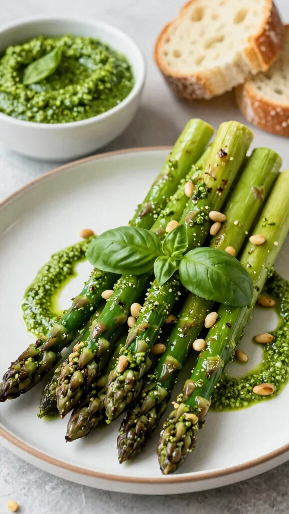 15 Oven-Roasted Asparagus Recipes That Come Out Perfect Every Time - 9. Pesto Roasted Asparagus 1