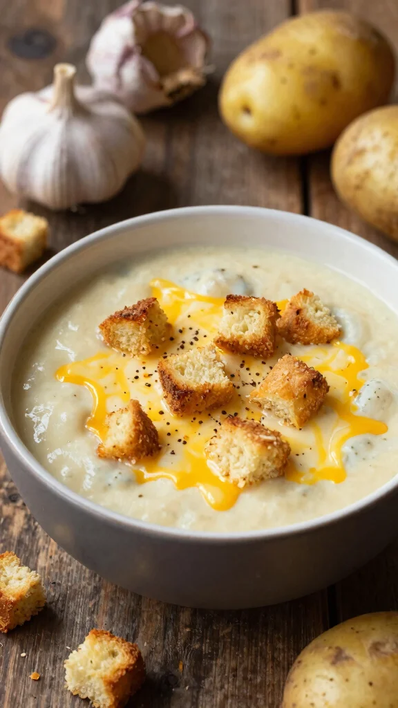 16 Loaded Baked Potato Soup Recipes for Cozy Nights - 9. Cheesy Garlic Loaded Baked Potato Soup 1