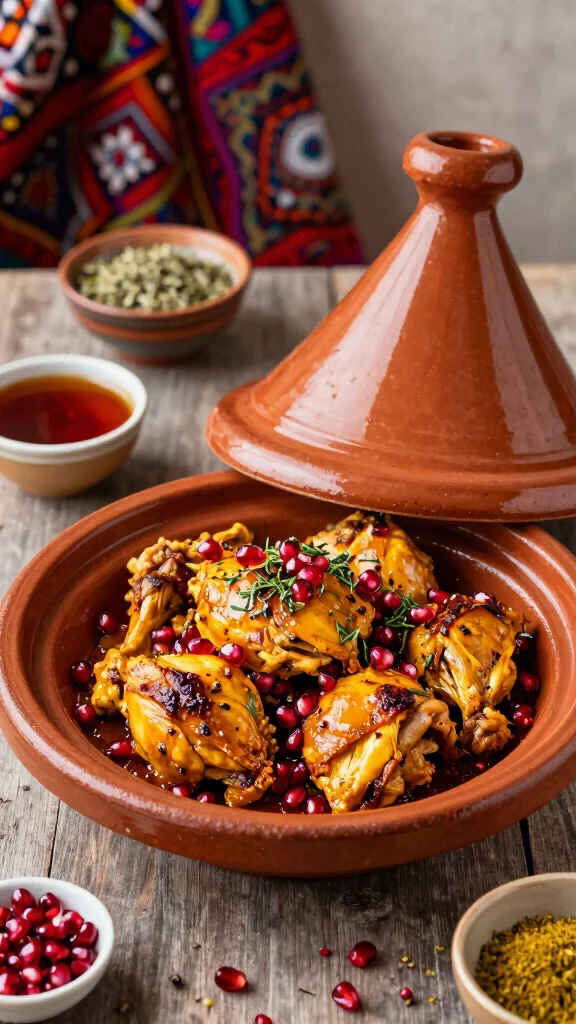 16 Moroccan Chicken Recipes With Warm Spices and Big Flavor - 12. Pomegranate Molasses Chicken Tagine 1