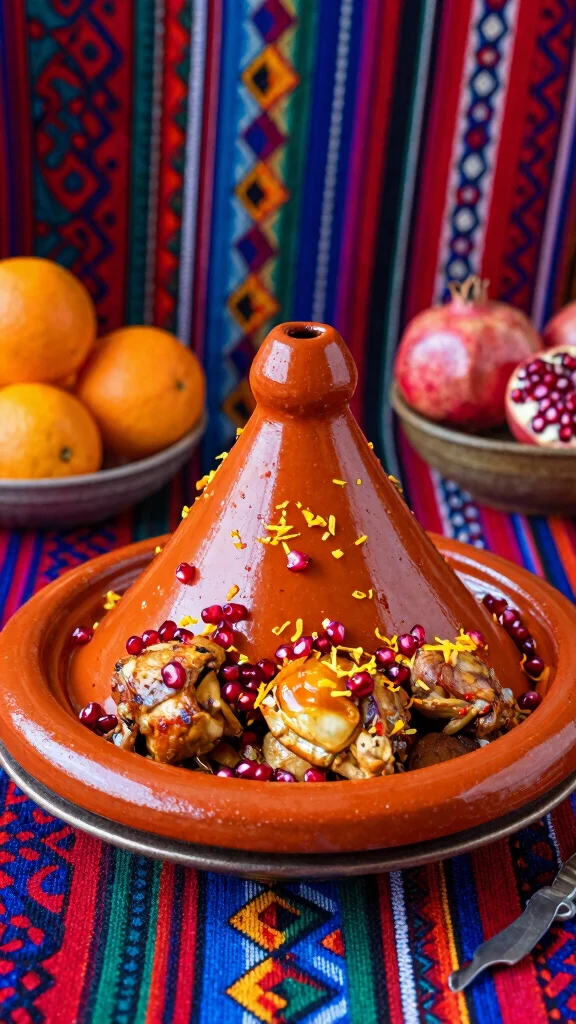 16 Moroccan Chicken Recipes With Warm Spices and Big Flavor - 8. Orange and Pomegranate Chicken Tagine 1