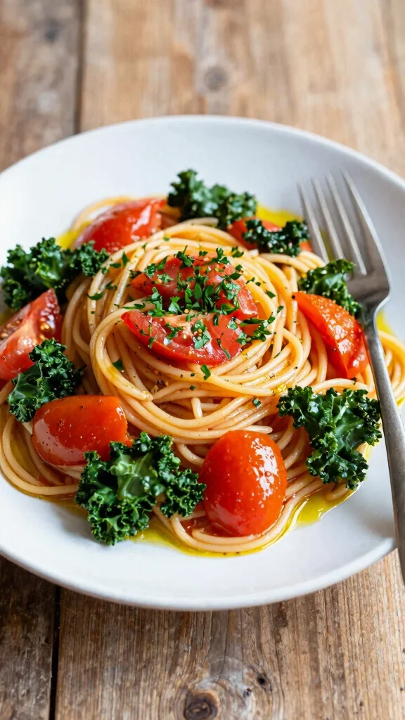 16 Tomato Pasta Recipes for Simple Weeknight Dinners - 13. Tomato and Kale Pasta 1