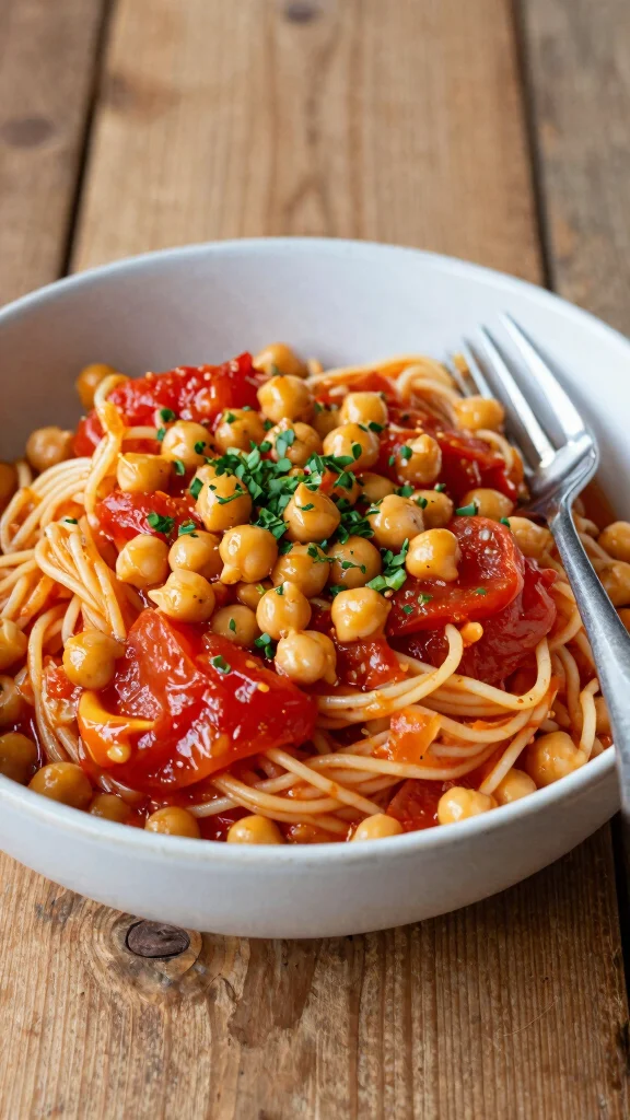 16 Tomato Pasta Recipes for Simple Weeknight Dinners - 14. Tomato and Chickpea Pasta 1