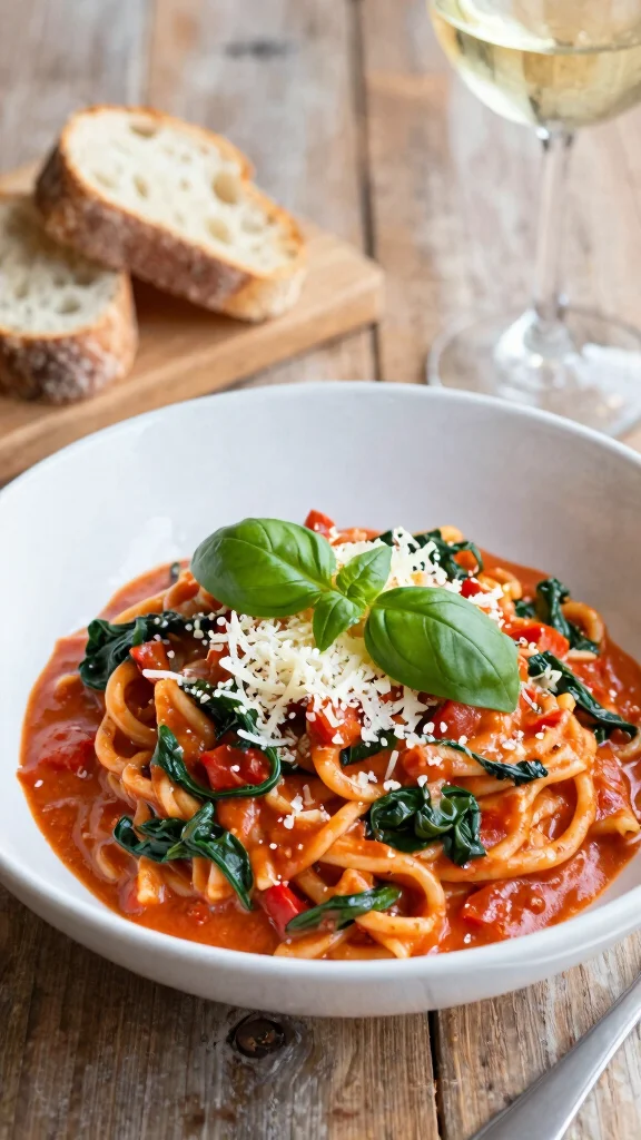 16 Tomato Pasta Recipes for Simple Weeknight Dinners - 3. Creamy Tomato Spinach Pasta 1