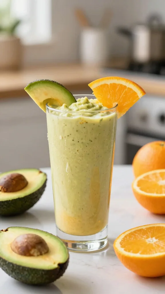 17 Orange Juice Recipes to Brighten Up Your Morning - 10. Creamy Orange Avocado Smoothie 1