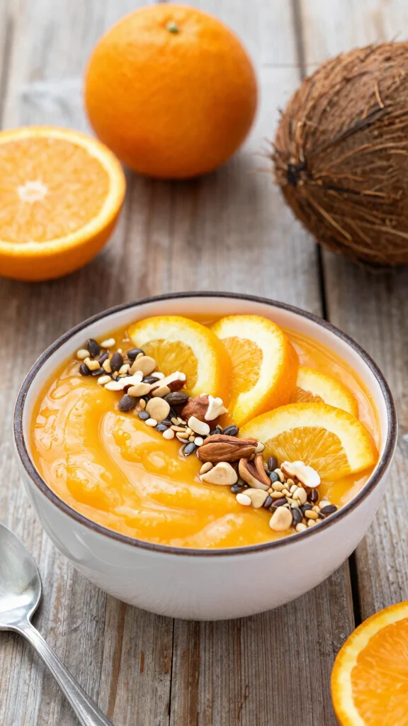 17 Orange Juice Recipes to Brighten Up Your Morning - 15. Orange Coconut Smoothie Bowl 1