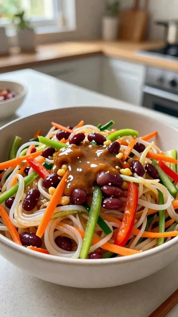 18 Dense Bean Salad Recipes for Easy High-Protein Lunches - 11. Asian Noodle and Bean Salad 1