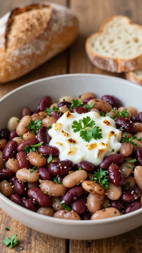 18 Dense Bean Salad Recipes for Easy High-Protein Lunches - 16. Bean Salad with Roasted Garlic Dressing 1