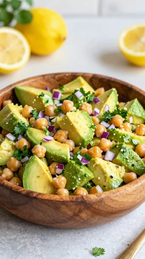 18 Dense Bean Salad Recipes for Easy High-Protein Lunches - 2. Chickpea and Avocado Salad 1