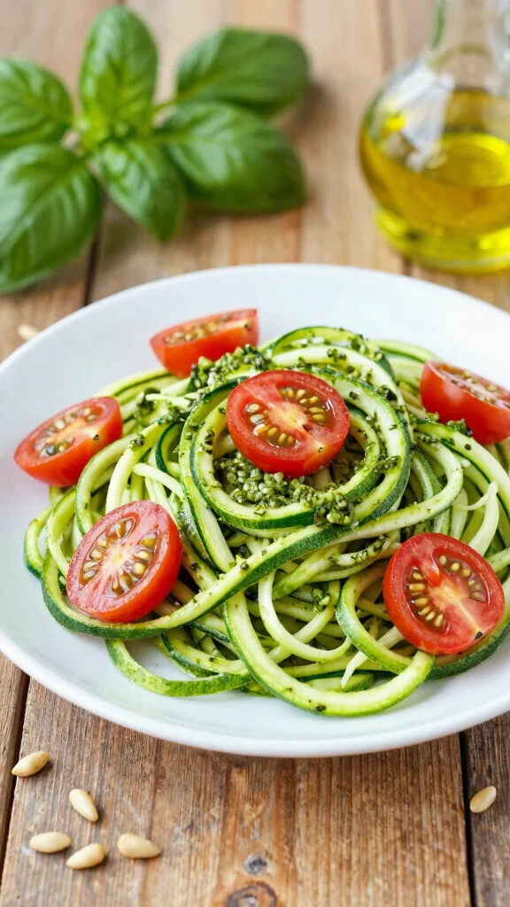 18 Meatless Meals That Keep You Full and Happy - 10. Zucchini Noodles with Pesto 1