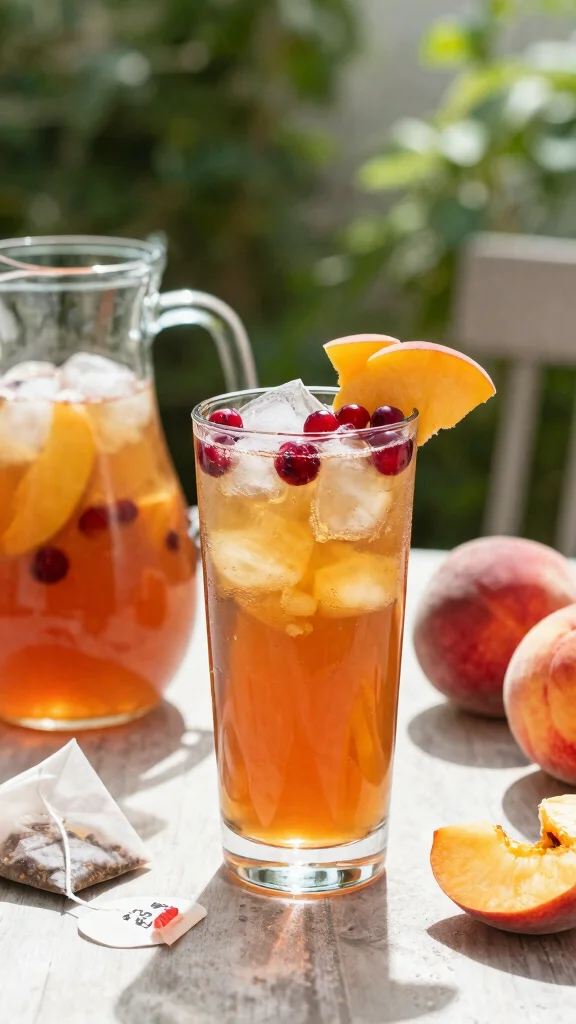 19 Refreshing and Easy Cranberry Juice Recipes - 7. Cranberry Peach Iced Tea 1