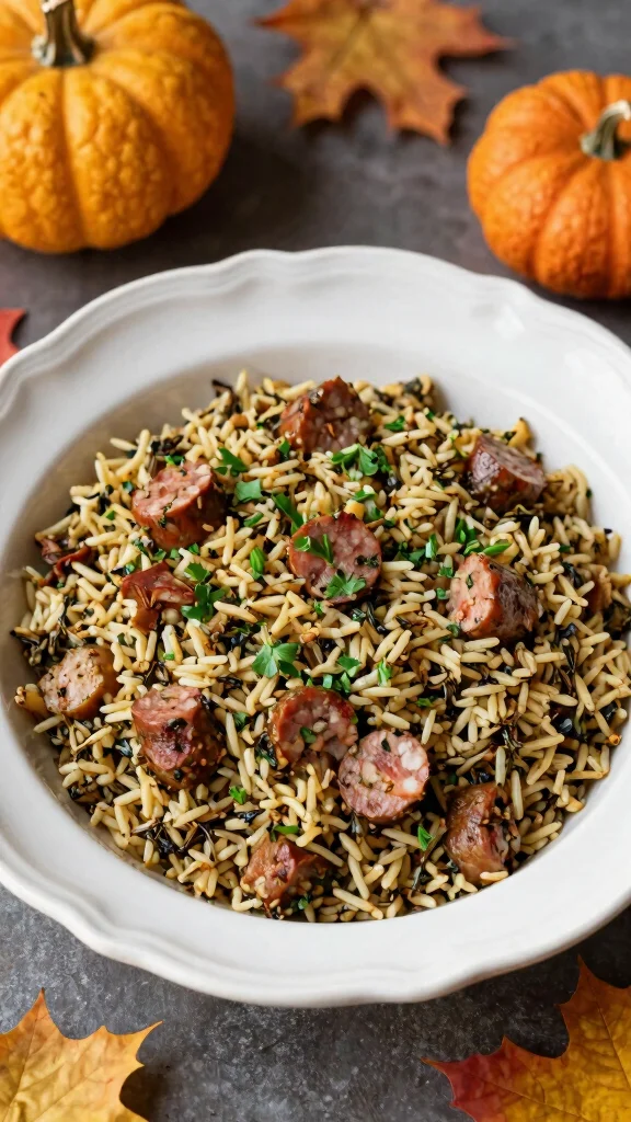 19 Sausage Stuffing Recipes Perfect for Holidays and Cozy Dinners - 19. Herbed Sausage Stuffing with Wild Rice 1