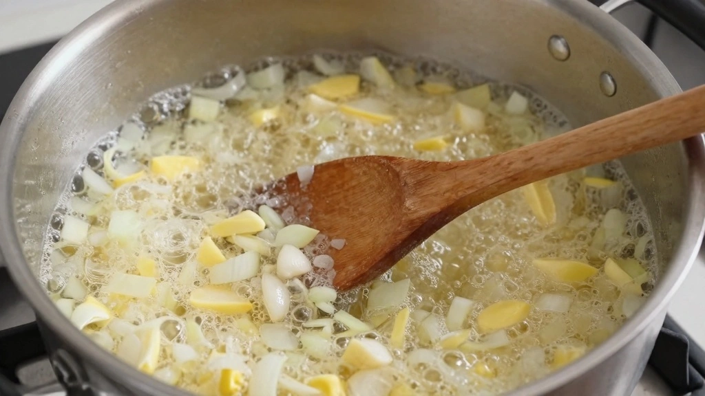 Broccoli Potato Cheese Soup  That's Thick, Creamy, and Loaded With Cheddar - Step 2: Sauté Onions and Garlic 1