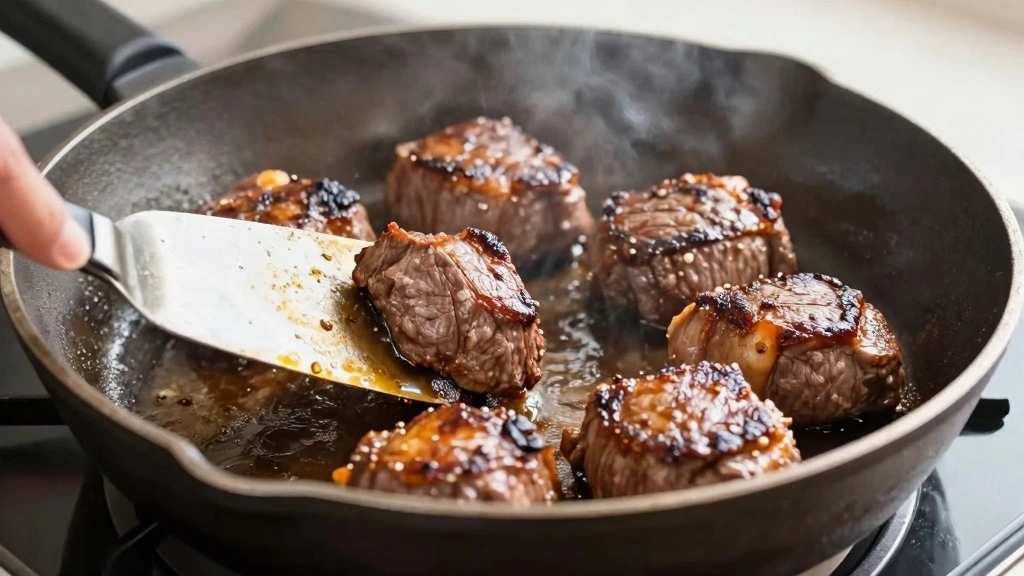 Crockpot Steak Bites and Potatoes That Come Out Tender, Garlicky, and Delicious - Step 2: Sear the Steak Bites 1