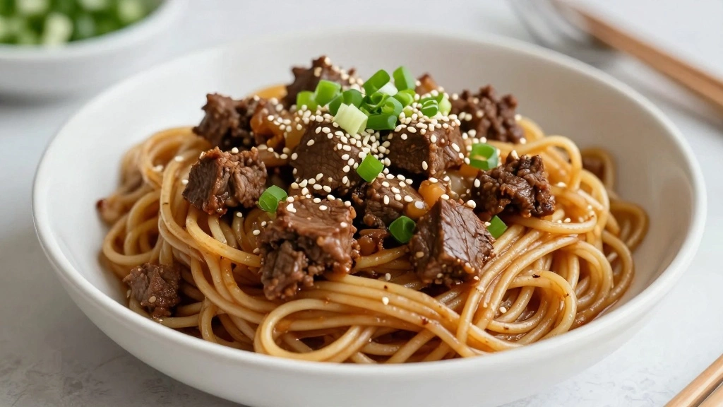 Mongolian Ground Beef Noodles That Are Sticky-Saucy and Ready in 30 Minutes - Step 8: Serve and Garnish 1