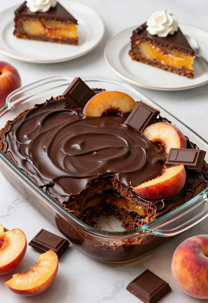 16 Easy Peach Dump Cake Recipes With Few Ingredients - 9. Chocolate Peach Dump Cake 1