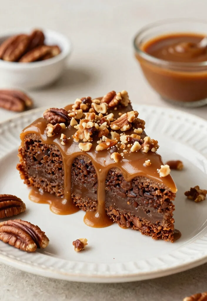 16 Flourless Cake Recipes That Are Naturally Gluten Free - 11. Caramel Pecan Flourless Cake 1