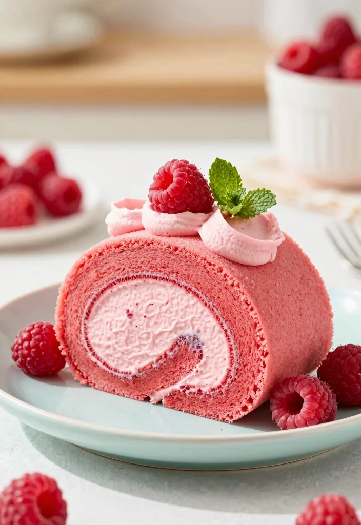 17 Easy Cake Roll Recipes With Soft Sponge and Creamy Fillings - 10. Raspberry Cream Cake Roll 1