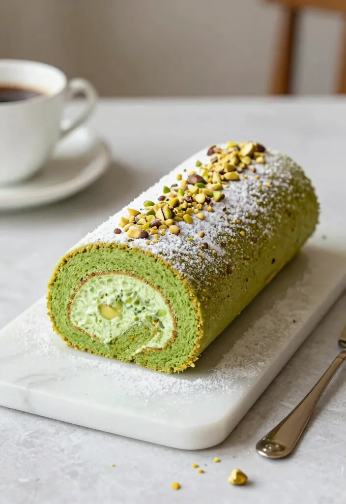 17 Easy Cake Roll Recipes With Soft Sponge and Creamy Fillings - 13. Pistachio Cake Roll 1
