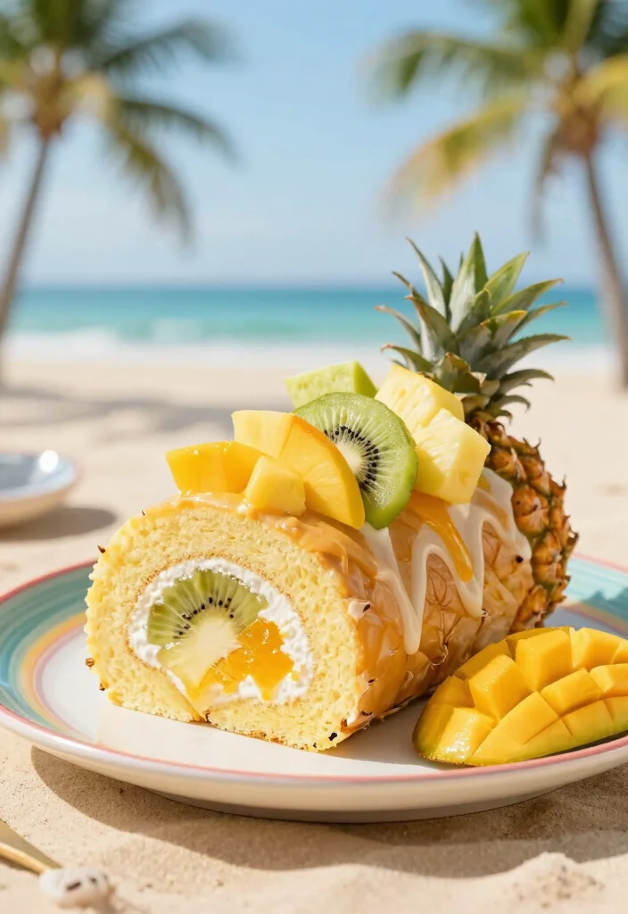 17 Easy Cake Roll Recipes With Soft Sponge and Creamy Fillings - 16. Tropical Fruit Cake Roll 1