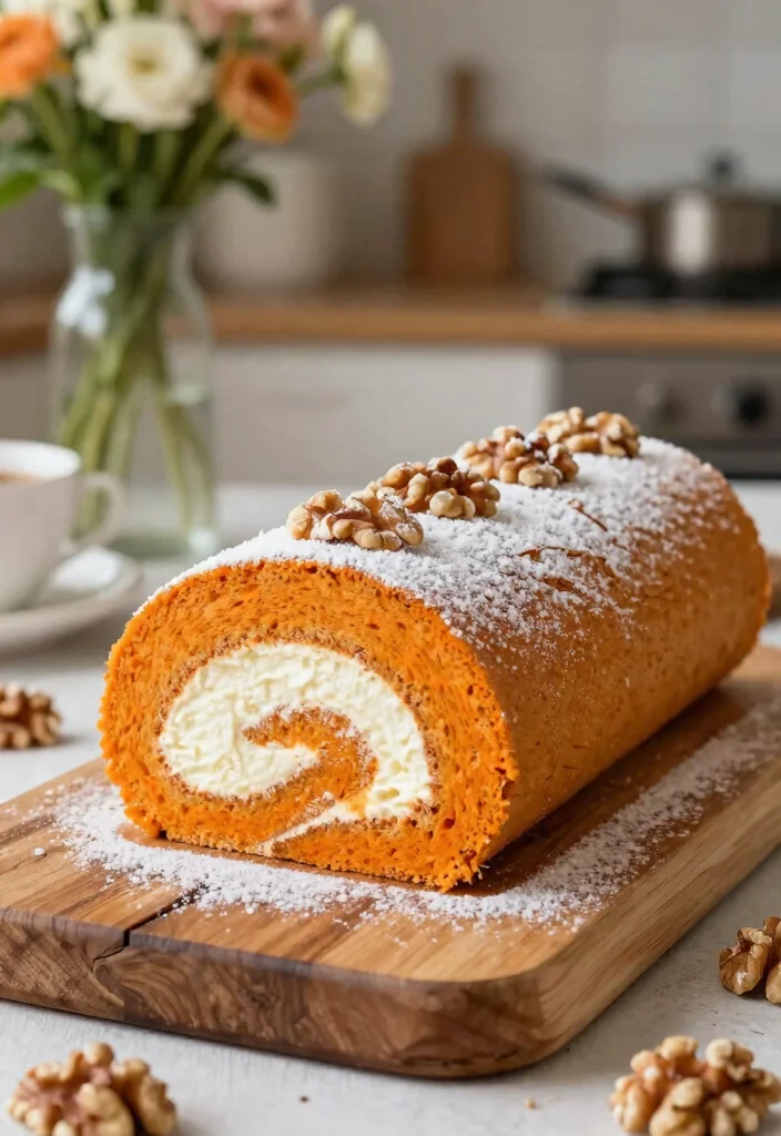 17 Easy Cake Roll Recipes With Soft Sponge and Creamy Fillings - 7. Carrot Cake Roll 1