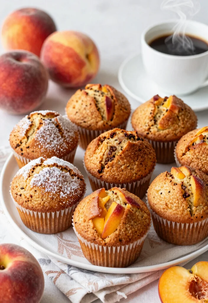 17 Easy Peach Coffee Cake Recipes With Fresh Flavor - 4. Cinnamon Peach Coffee Cake Muffins 1