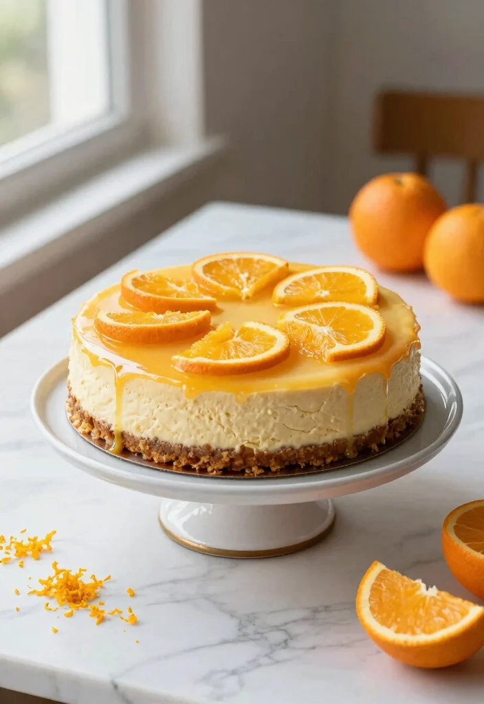 17 Fresh Orange Cake Recipes With Bright Citrus Flavor - 14. Orange Cheesecake 1
