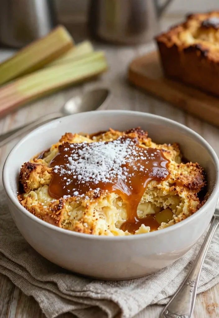 17 Frozen Rhubarb Baking Recipes for Sweet and Tangy Desserts - 14. Rhubarb Bread Pudding 1