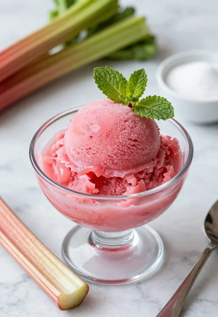 17 Frozen Rhubarb Baking Recipes for Sweet and Tangy Desserts - 16. Rhubarb Sorbet 1