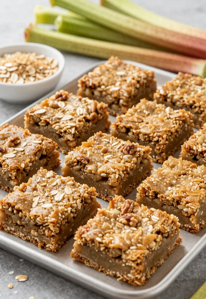 17 Frozen Rhubarb Baking Recipes for Sweet and Tangy Desserts - 9. Rhubarb Oatmeal Bars 1
