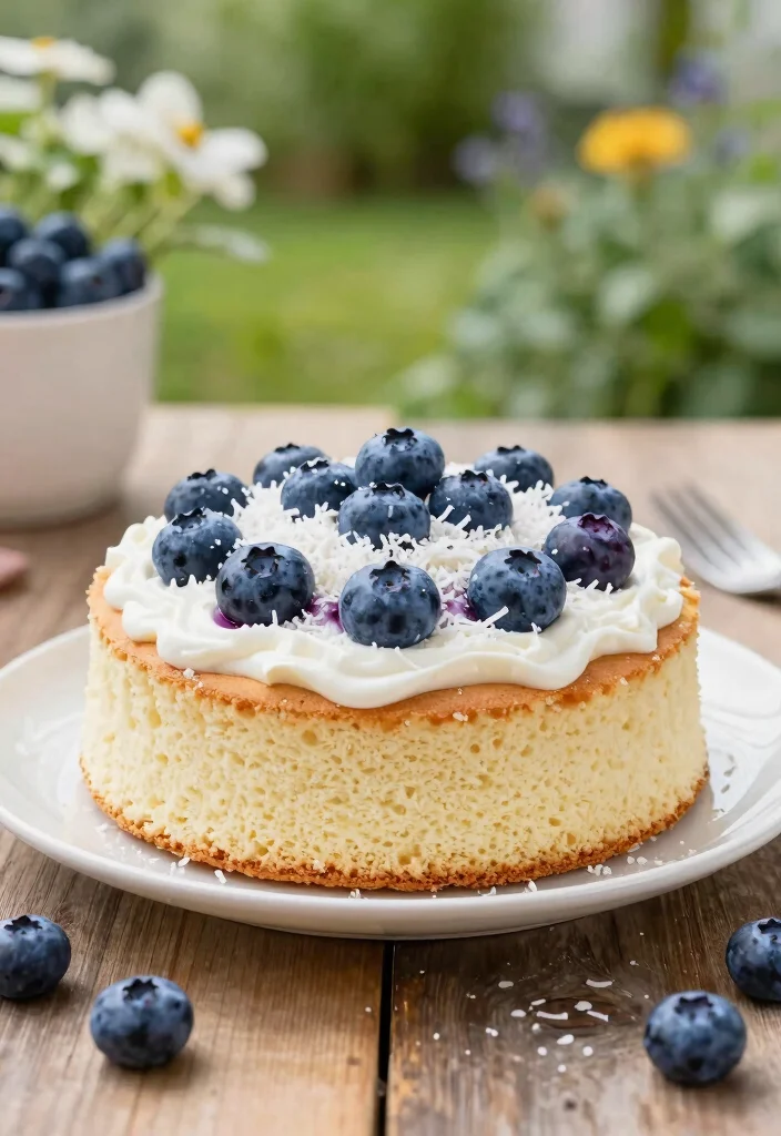 17 Light and Fluffy Gluten-Free Sponge Cake Recipes for Beginners - 10. Blueberry Coconut Gluten-Free Sponge Cake 1
