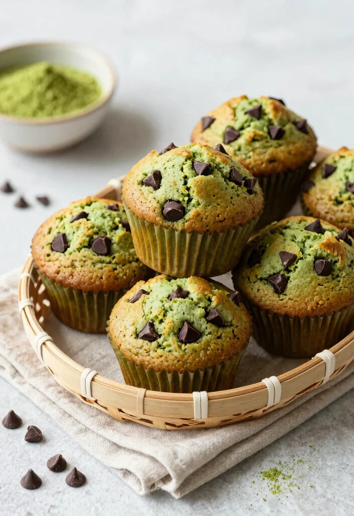 17 Matcha Tea Baking Recipes with Unique Flavor - 2. Matcha Chocolate Chip Muffins 1