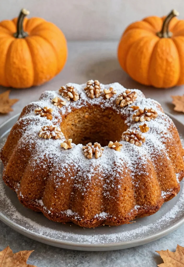 17 Moist Pumpkin Bundt Cake Recipes for Autumn Baking - 16. Pumpkin Walnut Bundt Cake 1