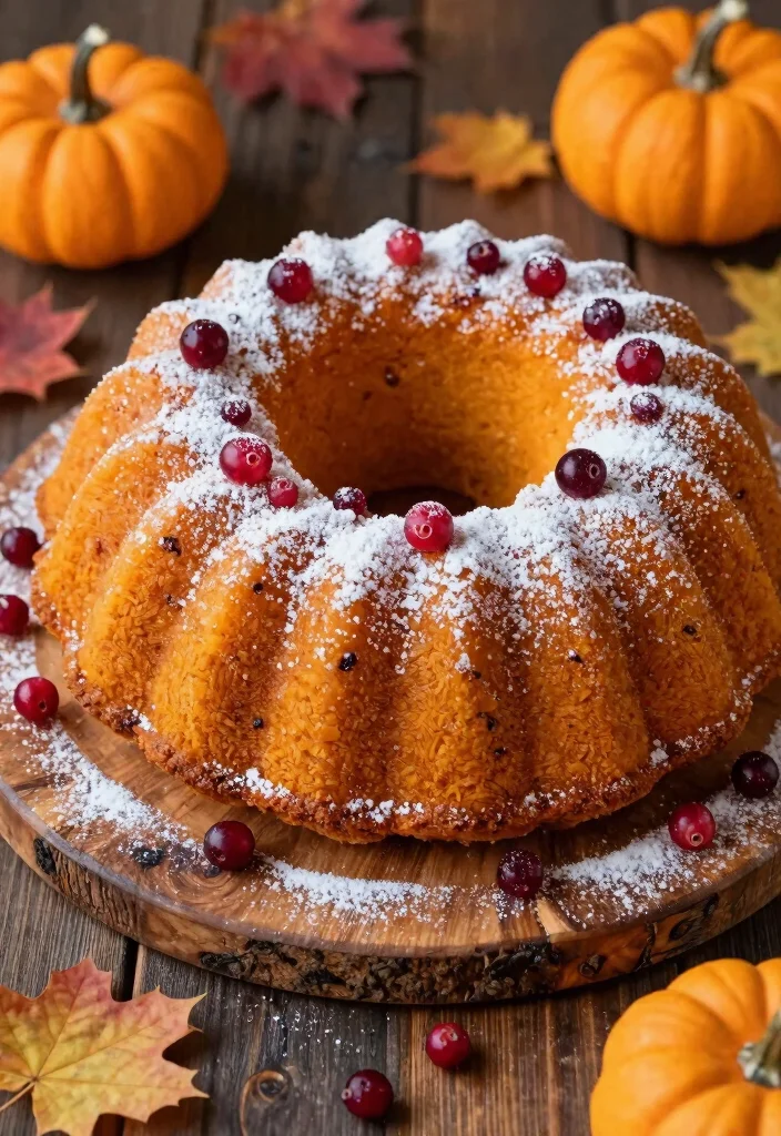 17 Moist Pumpkin Bundt Cake Recipes for Autumn Baking - 8. Pumpkin Cranberry Bundt Cake 1