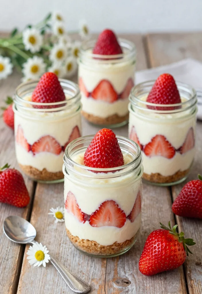 17 Strawberry Cheesecake Dump Cake Recipes: Rich and Creamy - 14. Strawberry Cheesecake Dump Cake in Jars 1