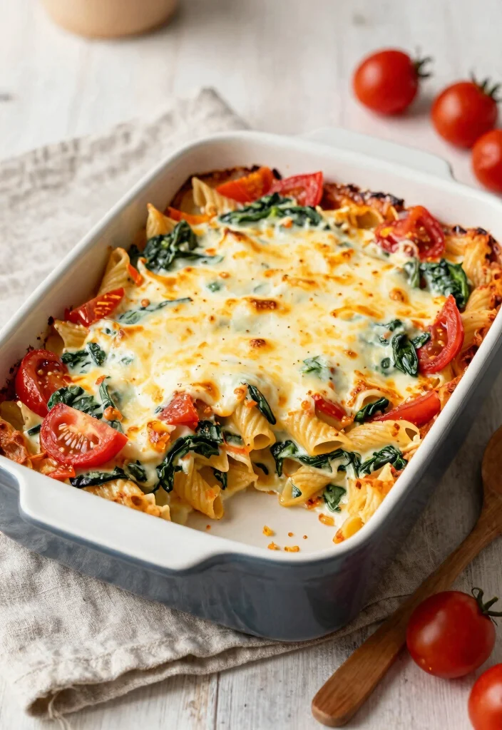 18 Baking Dish Recipes Perfect for Oven-to-Table Meals - 13. Creamy Tomato and Spinach Pasta Bake 1
