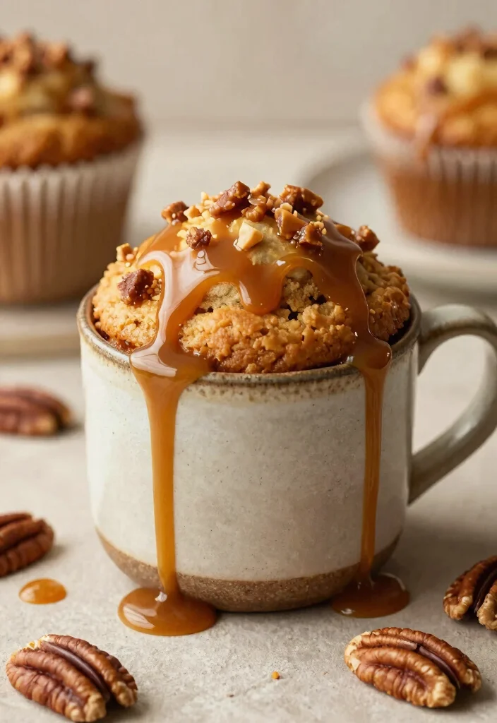 18 Best Mug Cake Recipes You Can Make in Minutes - 10. Caramel Pecan Mug Cake 1