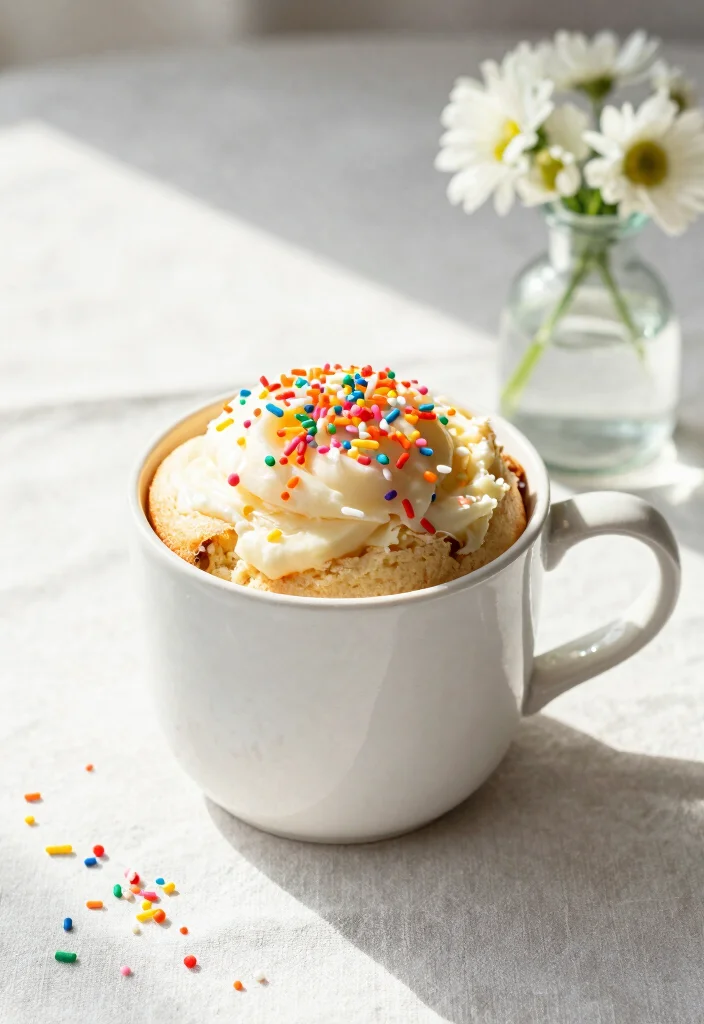 18 Best Mug Cake Recipes You Can Make in Minutes - 2. Vanilla Mug Cake with Sprinkles 1