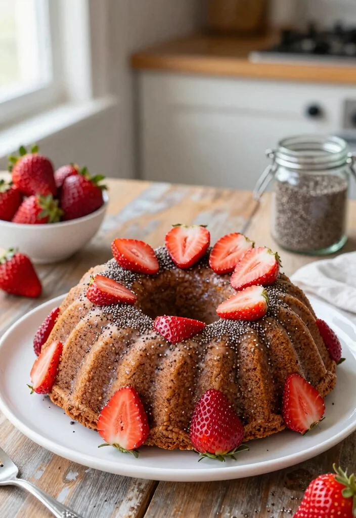 18 Fresh Strawberry Bundt Cake Recipes Soft and Sweet - 10. Strawberry Chia Seed Bundt Cake 1