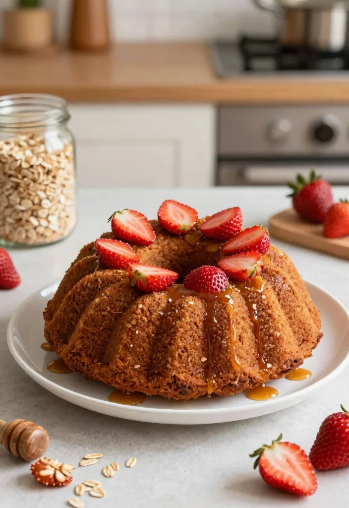 18 Fresh Strawberry Bundt Cake Recipes Soft and Sweet - 17. Strawberry Oat Bundt Cake 1