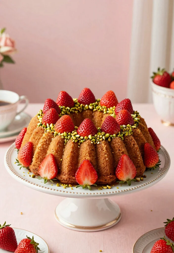 18 Fresh Strawberry Bundt Cake Recipes Soft and Sweet - 18. Strawberry Pistachio Bundt Cake 1