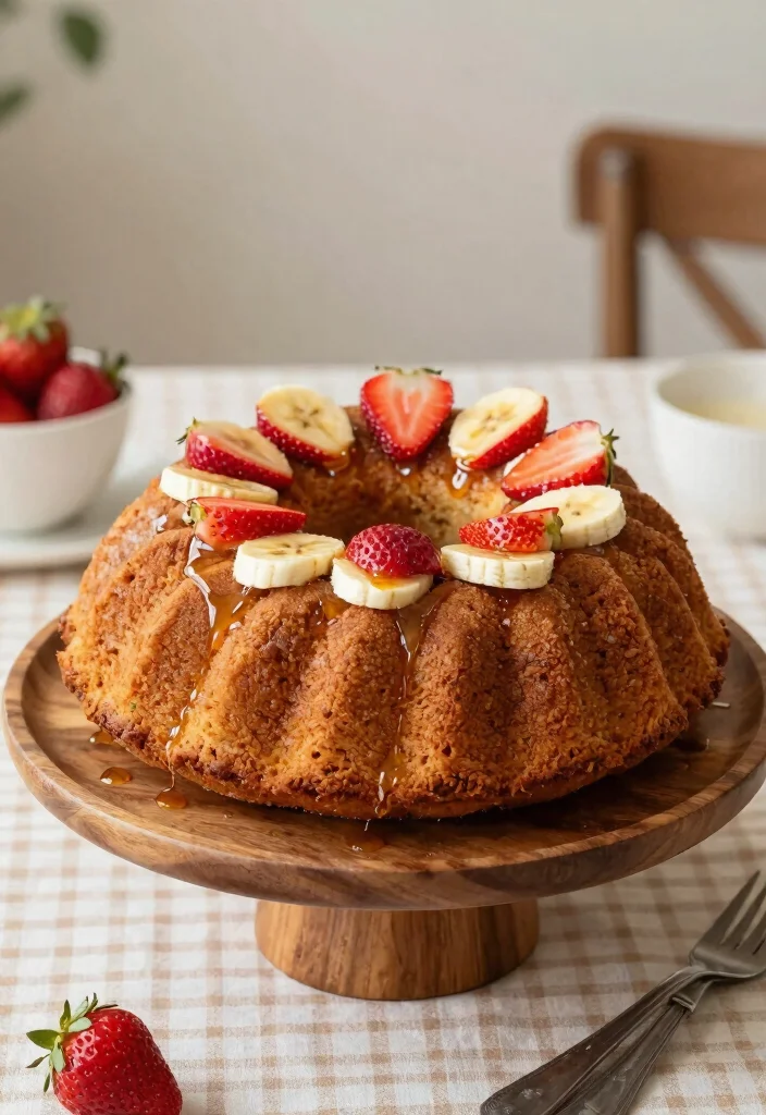 18 Fresh Strawberry Bundt Cake Recipes Soft and Sweet - 6. Strawberry Banana Bundt Cake 1