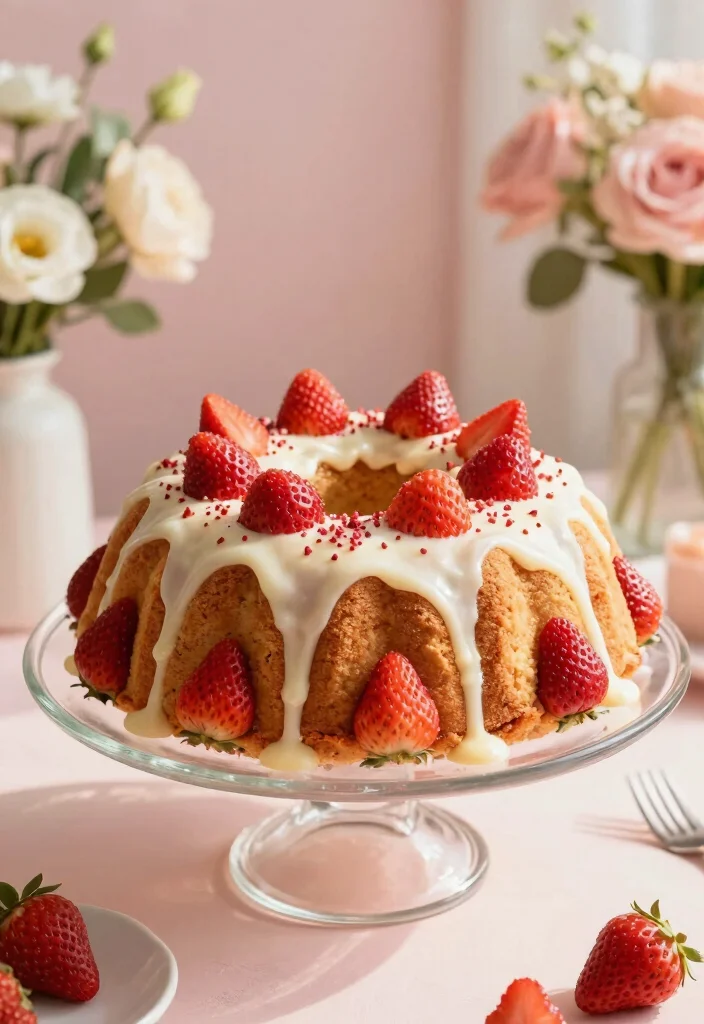 18 Fresh Strawberry Bundt Cake Recipes Soft and Sweet - 8. Strawberry Vanilla Bean Bundt Cake 1