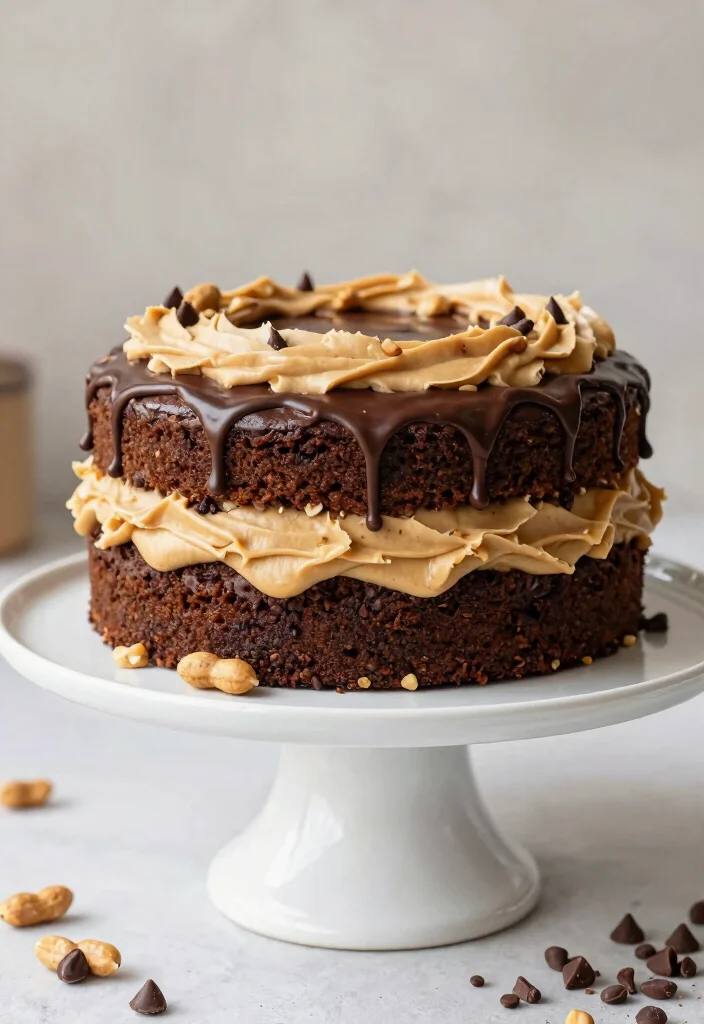 18 Gooey Cake Recipes With Soft Melt-In-Your-Mouth Texture - 6. Chocolate Peanut Butter Cake 1