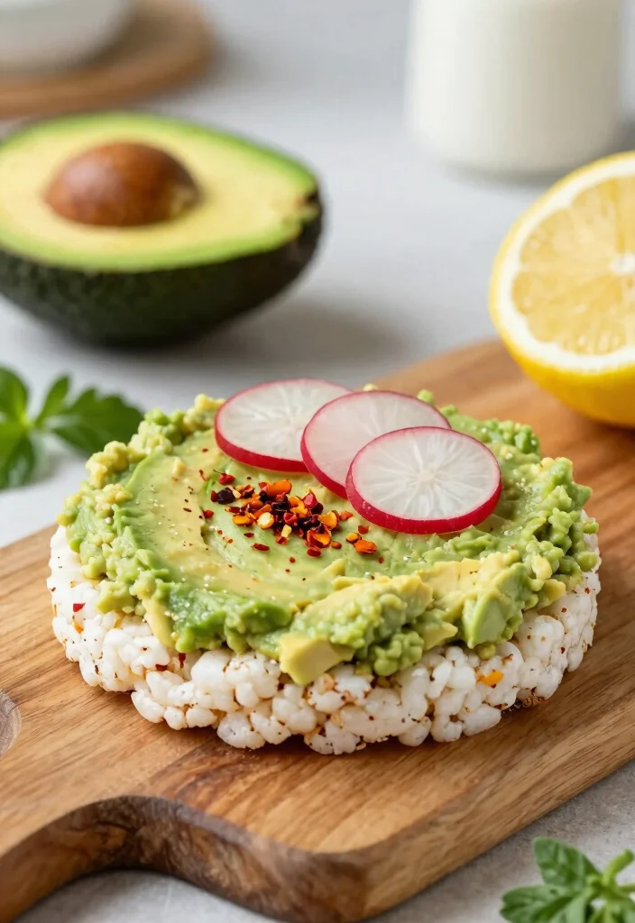 18 Healthy Rice Cake Recipes for Snacks and Light Meals - 1. Avocado Smash Rice Cake 1