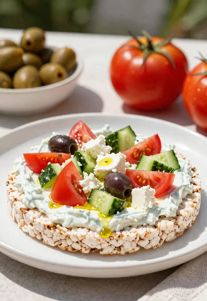 18 Healthy Rice Cake Recipes for Snacks and Light Meals - 11. Mediterranean Veggie Rice Cake 1