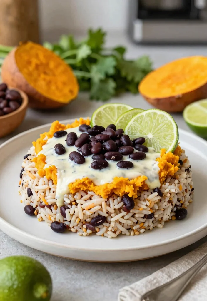 18 Healthy Rice Cake Recipes for Snacks and Light Meals - 13. Sweet Potato and Black Bean Rice Cake 1