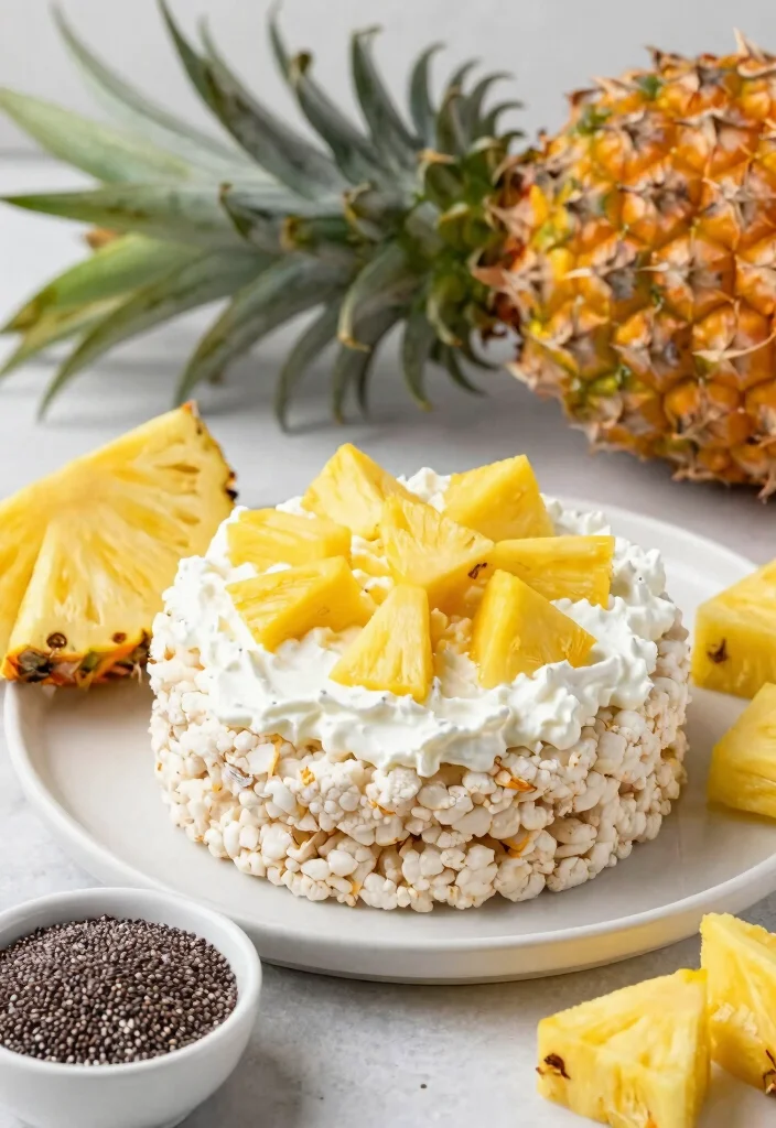 18 Healthy Rice Cake Recipes for Snacks and Light Meals - 4. Cottage Cheese and Pineapple 1