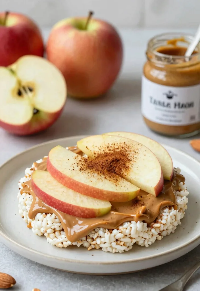 18 Healthy Rice Cake Recipes for Snacks and Light Meals - 6. Almond Butter and Apples 1
