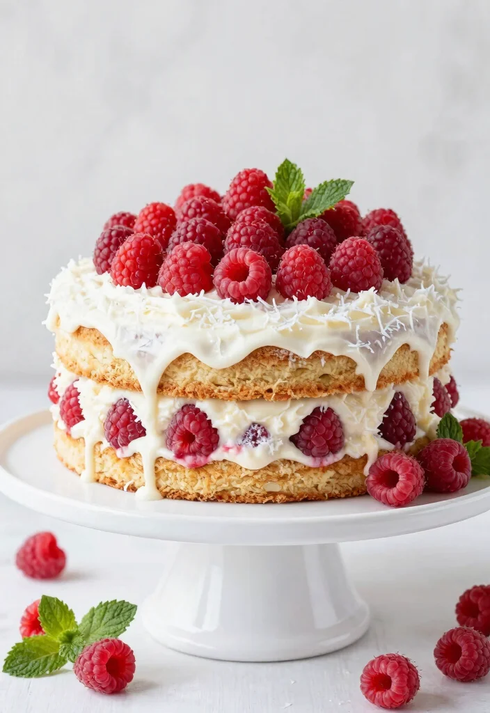 18 Moist Coconut Cake Recipes Perfect for Any Occasion - 11. Coconut Raspberry Cake 1
